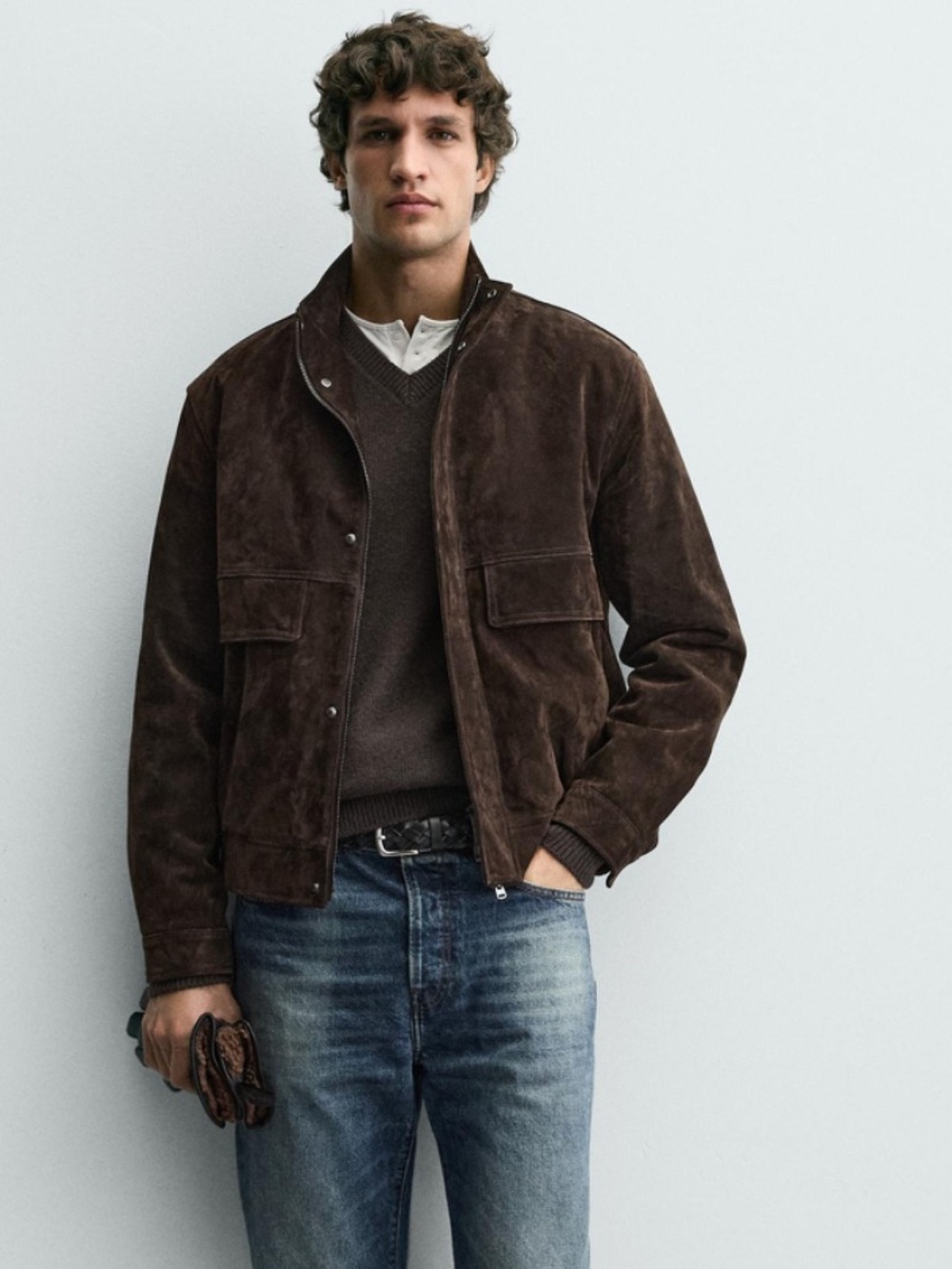 Zara Man NWT LEATHER SPLIT SUEDE JACKET SMALL 8281/309 - Picture 12 of 14